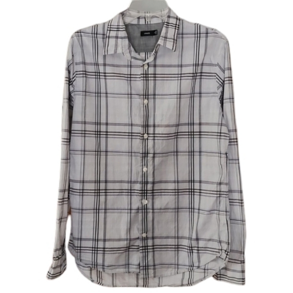 Vince Gray Plaid‎ Button-up Shirt Men's Medium - Picture 1 of 6